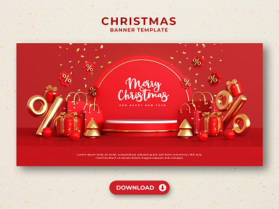 Christmas Banner Template 3d 3d illustration banner christmas cover decoration design gift graphic design illustration merry christmas