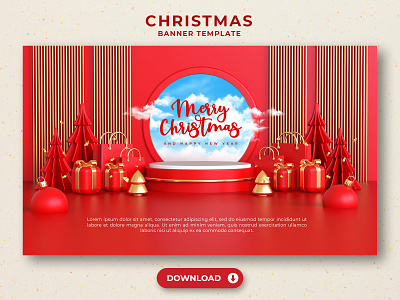 Christmas Banner Template 3d 3d illustration banner christmas cover decoration design graphic design illustration merry christmas