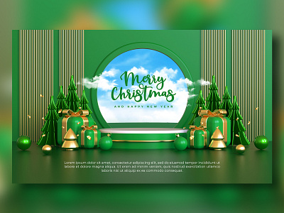 Christmas And Happy New Year 3d 3d illustration banner christmas cover decoration design graphic design illustration merry christmas