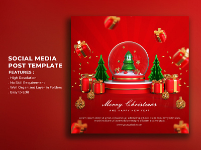 Christmas Social Media Template 3d 3d illustration banner christmas cover design graphic design merry christmas