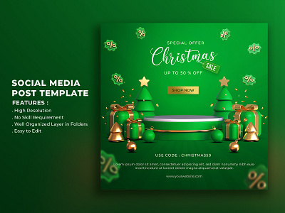Christmas Social Media Template 3d 3d illustration banner christmas cover design gift graphic design illustration merry christmas