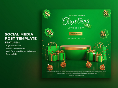 Christmas Social Media Template 3d 3d illustration banner christmas cover design gift graphic design illustration merry christmas