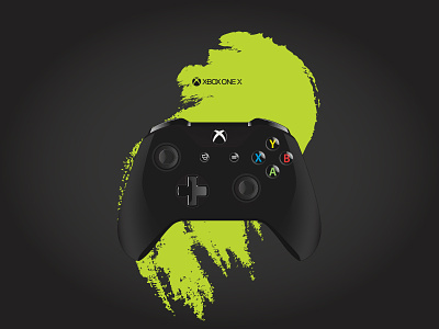 XBox One X Controller Illustration black bold clean controller game gamer green xbox