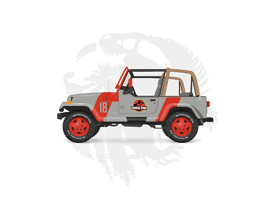 Jurassic Jeep car classic film flat iconic illustration jeep vector