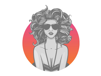 The Girl clean drawing girl grey hair illustration retro sketch summer