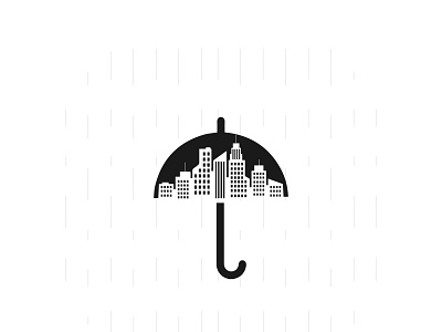 rainy city illustration simple