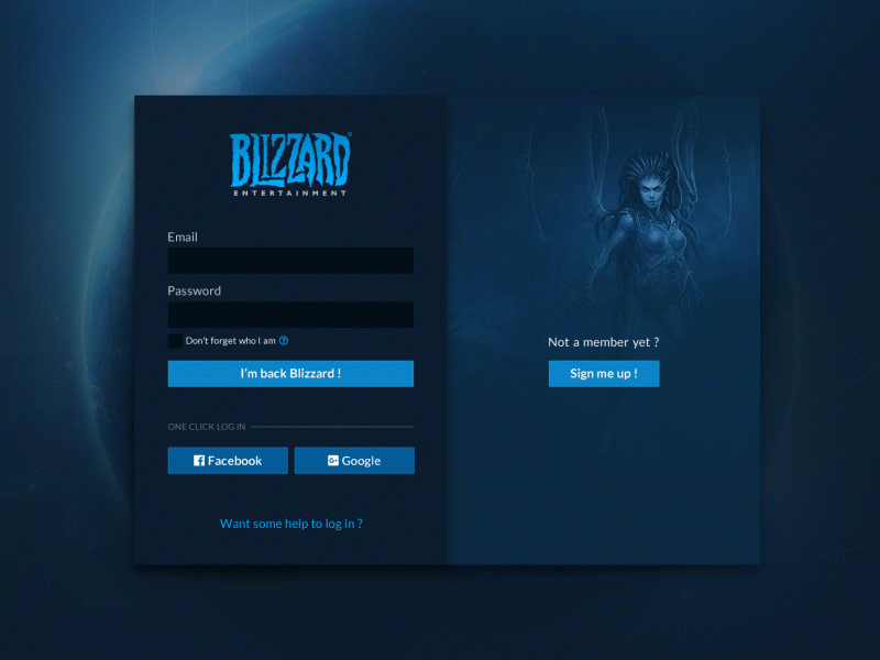 Blizzard Sign up redesign after effects photoshop sign in sign up ui ux