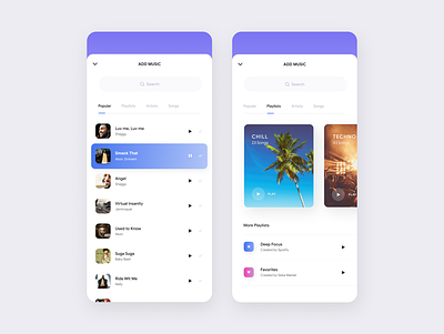 Adding a song... app clean design figma interface ios mobile style ui ux