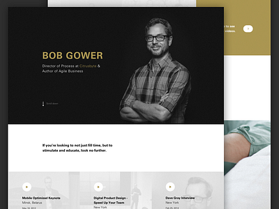 Upcoming - Bob Gower Landing page clean landing page minimal profile ui ux