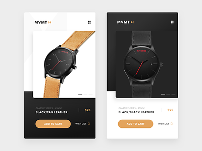 MVMT Watches app concept. app black concept ios minimal ui ux watches