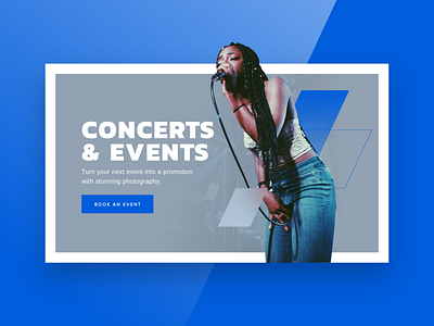 banner blue clean clean ui concerts events gradient illustrator outline patterns photography promotion shapes simple typography web design website