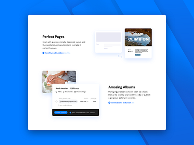 Features First Part blue clean clean ui clean website drop shadow floating gradient responsive responsive design responsive website shadow shapes stripes subtle typo ui web design website website builder website design