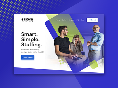 Eastern Staffing blue clean clean design clean ui clean web design clean website colorful design gradient green hero banner hero image patterns purple shadow shapes typography webdesign website website design