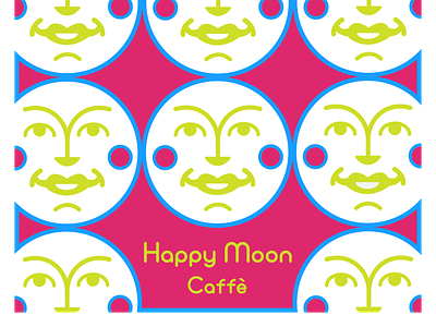 Happy Moon Caffe animation app art brand branding character clean color design flat illustration logo minimal moon type typography ui vector