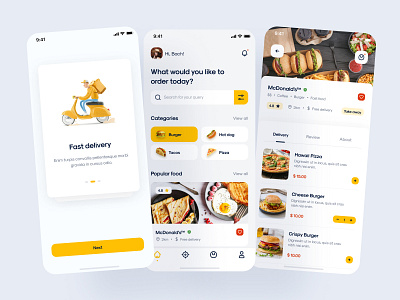 Food Delivery App app clean delivery design food and drink food app illustration minimal mobile online order orders uiux