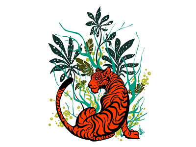 Into the wild animals apple art digital painting graphic design illustration ipad pro nature procreate tiger wild