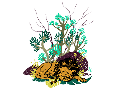 Into the wild animals artist artwork digital art illustration illustrator lions plants procreate wildlife