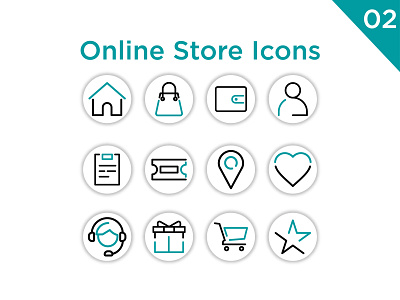 Online store icons app art design ecommerce icon illustration logo symbol ui vector web