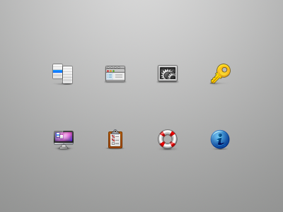 Toolbar Icons help icon iconmoon imac info key lifebelt list menu settings setup toolbar window