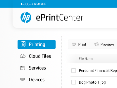 File Manager center eprint file folder hp iconmoon interface printer ui web