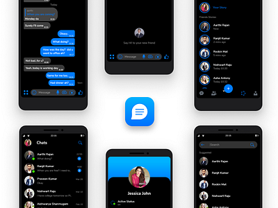 Messenger Dark Theme app chat app dark theme dark ui design facebook gradient logo messenger revamp ui ux