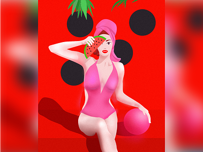 Eating watermelon Illustration illustration