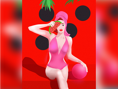 Eating watermelon Illustration