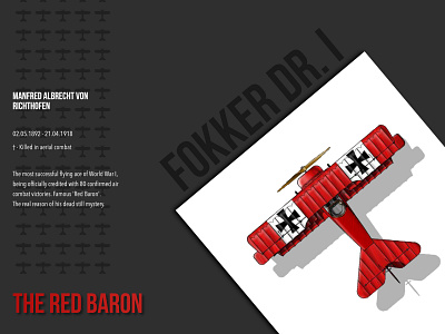 The Red Baron - Flying ace of WW1 2d 2d art 2d design baron flying ace illustration manfred von richthofen plane red