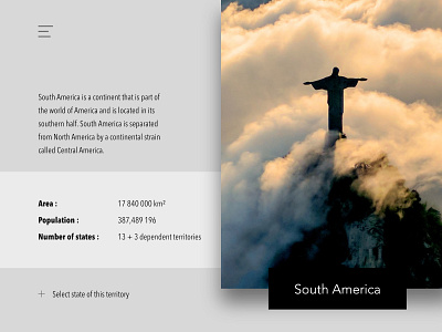 #03 - Travel Guide - Selected continent design explore south america travel travel guide typography ui unsplash ux webdesign website