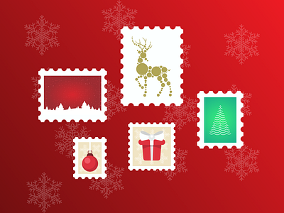 10 December - Christmas Stamps advent calendar christmas christmas balls christmas gift december deer design illustration landscape stamp tree