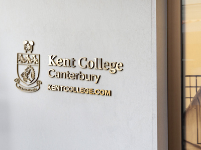 Mock Up of School Signage for Kent College branding college gold logo mock up school signage