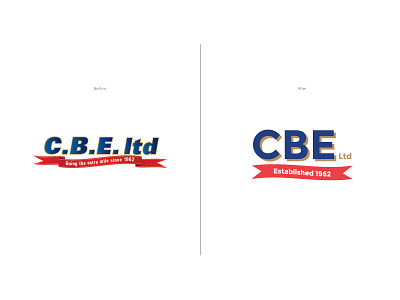 CBE Logo Update / Simplification banner blue brand gold logo red simple update