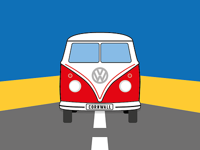 VW Camper camper car cornwall illustration van vw