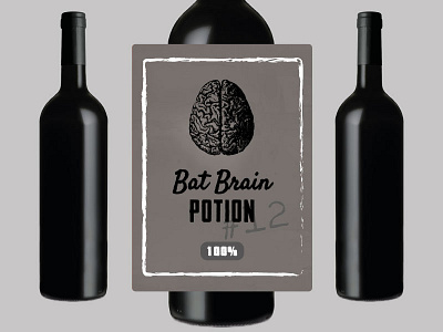Bat Brain Potion bat bottle brain halloween label potion