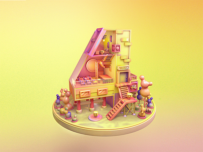 C4D practice 4 c4d fourth house yellow