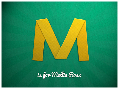 M is for Mollie Ross folded letter m origami paper photoshop texture typography yellow