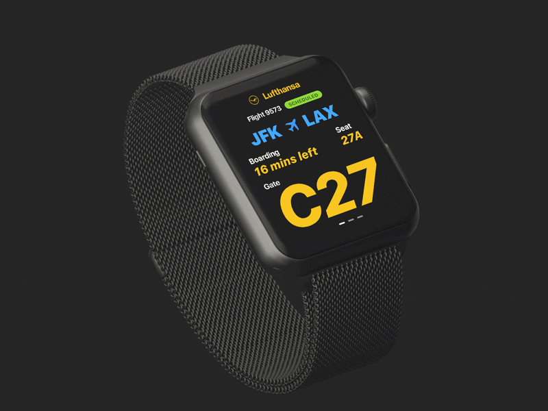 Apple Watch boarding pass animation apple watch freebie lufthansa mockup sketch ui ux boarding pass