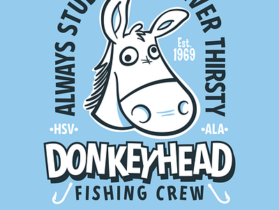 Donkeyhead Fishing Crew cartoon donkey fishing t shirt