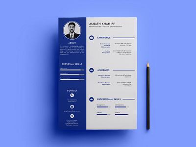 Single Page Resume Design adobeillustrator blue resume singlepage