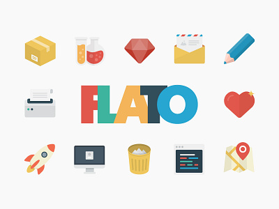 Flato Free Vector Icon Set box design flat free freebie icon icons map psd rocket set startup svg thedesignest vector