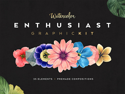 Freebie: Watercolor Enthusiast Graphic Pack art blog download floral free freebie gems giveaway illustration mineral thedesignest vector watercolor