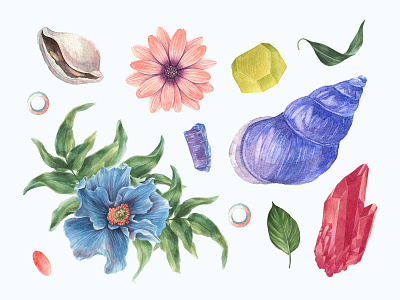 Watercolor enthusiast elements art blog composition design download elements floral free freebie illustration leaves minerals thedesignest watercolor