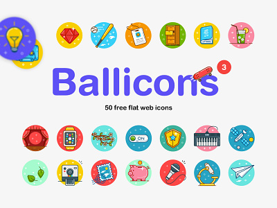 Ballicons 3: 50 free flat web icons