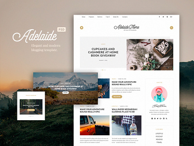 Adelaida Free Blog Template clean free freebie layout minimal neat photoshop psd psd download template the designest ui ux white