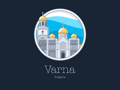 Varna City Badge: The Cathedral badge bulgaria cathedral church city guide icon illustration travel varna