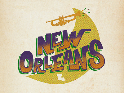 Funky NOLA distressed graphic design grunge handlettering illustration new orleans type typography us cities