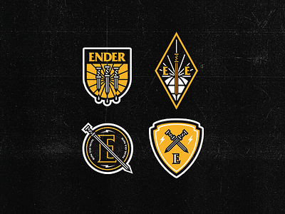 Ender Badge Designs badge branding crest design ender icon illustration logo merch merchandise merchdesign typography vector