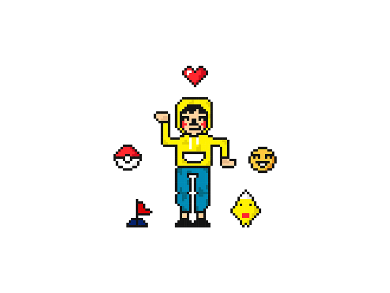 😁Pixel expression flag game gif illustration in game character love mosaic pikachu pixel yellow