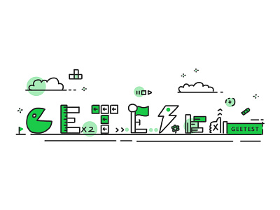 GEETEST cloud green illustration line materials ue ui web