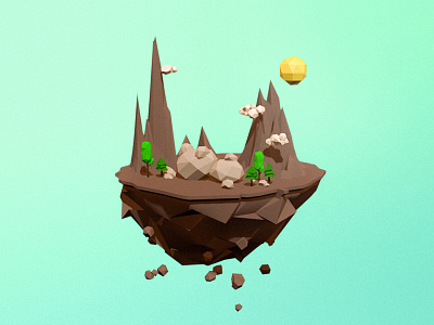 ⛰️ c4d cloud flat illustration mountain sun